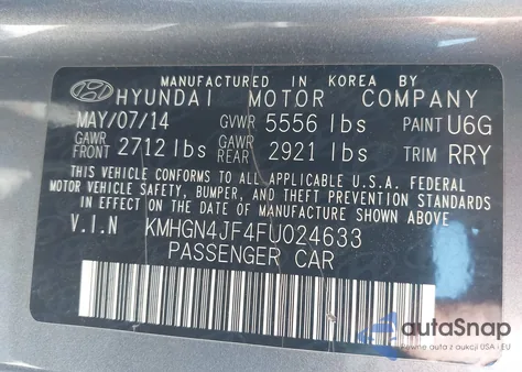 2015 Hyundai Genesis 5.0 из США, поврежденный, VIN KMHGN4JF4FU024633